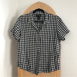 Vintage Gingham Button-Up Top